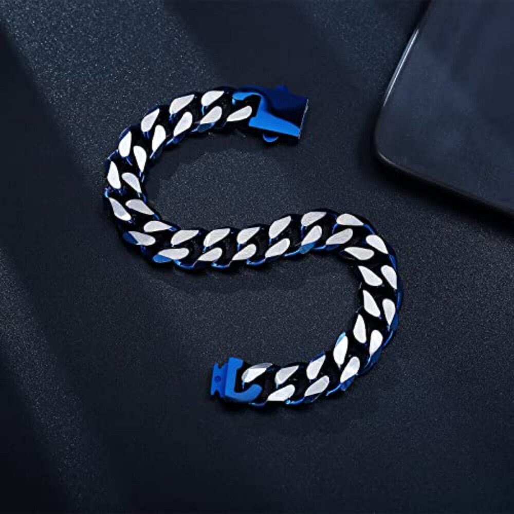Men's Titanium Steel Cuban Link Bracelet 7.5-9 Inch Diamond Cut - Picture 4 of 8